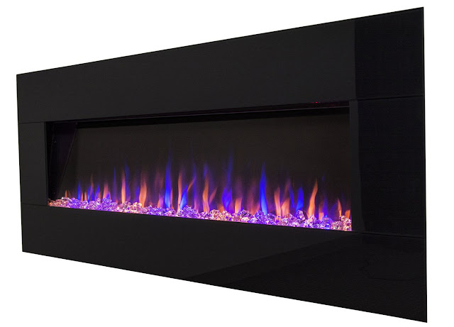 modern crystals in electric fireplace