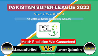 Pakistan Super League Islamabad vs Lahore 12 PSL Match Prediction 100% Sure 2022
