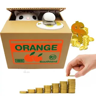 Cute Cat Automated Steal Stealing Money Saving Box Bank perfect novelty piggy bank for home and office desks hown - store