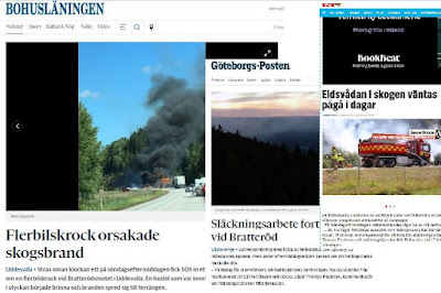 Montage av tre olika skärmklipp från GP, GT och Bohusläningens webbplatser.