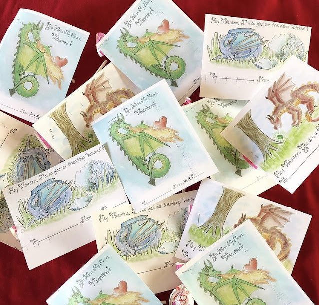 Dragon Themed Valentine cards printable - Dragon valentines for fantasy loving fans