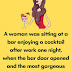 A woman was sitting at a bar and enjoying