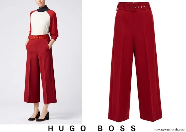 Queen Letizia wore Hugo Boss Trima cropped wide-leg trousers