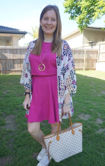 Away From Blue  Aussie Mum Style, Away From The Blue Jeans Rut: Kmart  Floral Dresses and Louis Vuitton Damier Azur Neverfull MM
