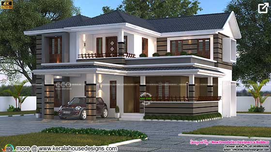 Sloping roof style Kerala home design 2022