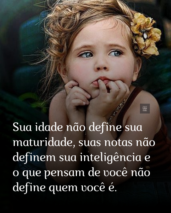 Sua idade não define sua maturidade, suas notas não definem sua inteligência e o que pensam de você não define quem você é.