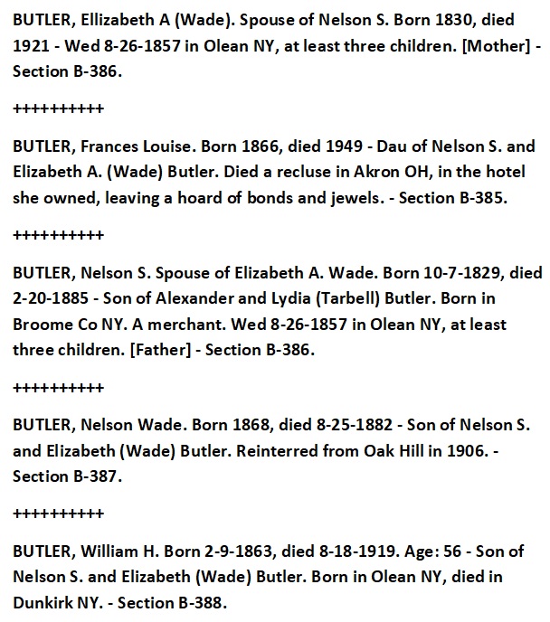 Butler family at Mount View Cemetery, New York ~