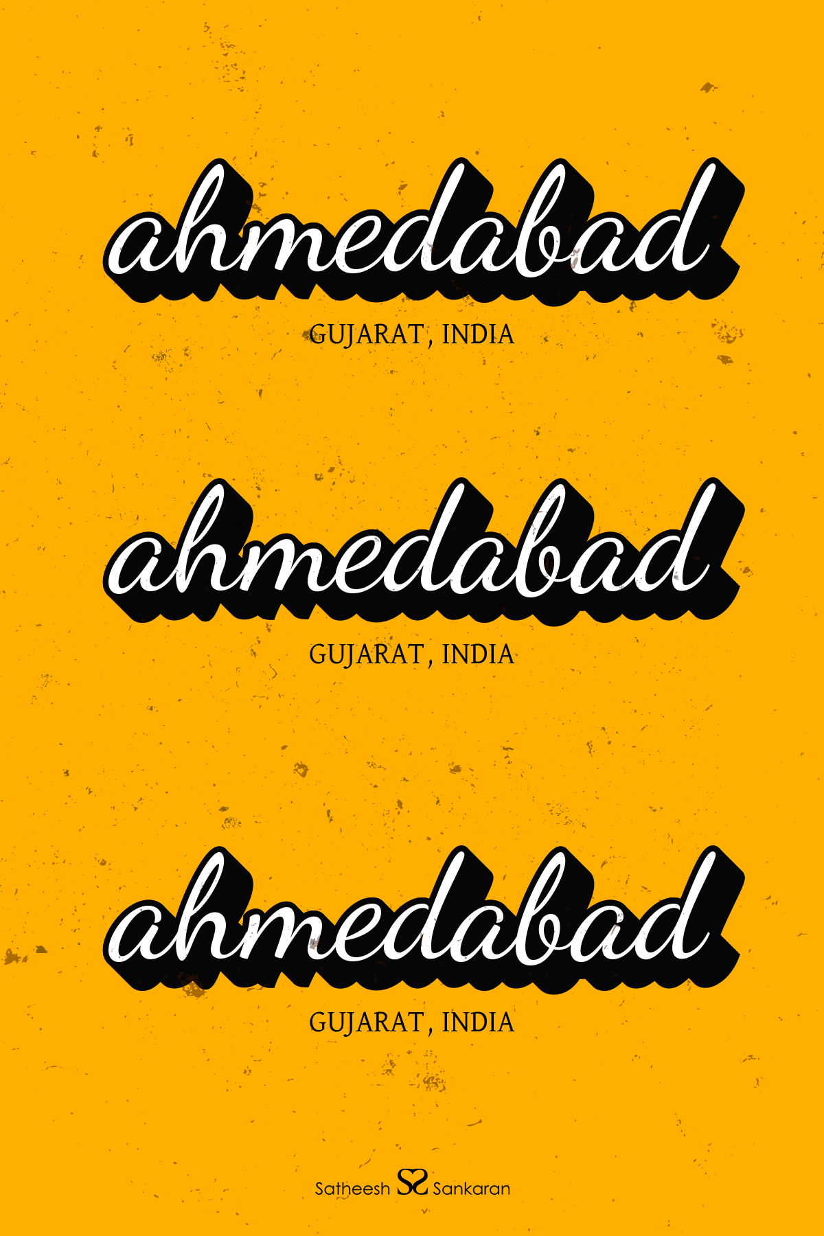Ahmedabad, Gujarat in India - Typography Poster Design