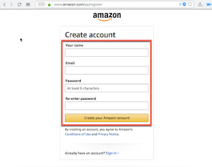 Steps to create amazon account