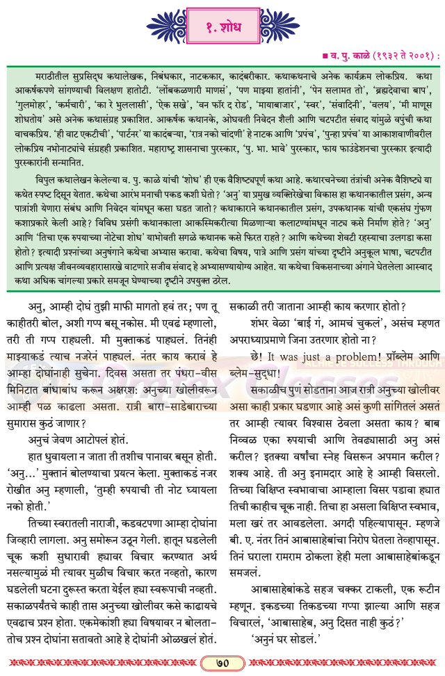 शोध स्वाध्याय कृती इयत्ता बारावी | शोध - Shodh साहित्यप्रकार संपूर्ण स्वाध्याय कृती