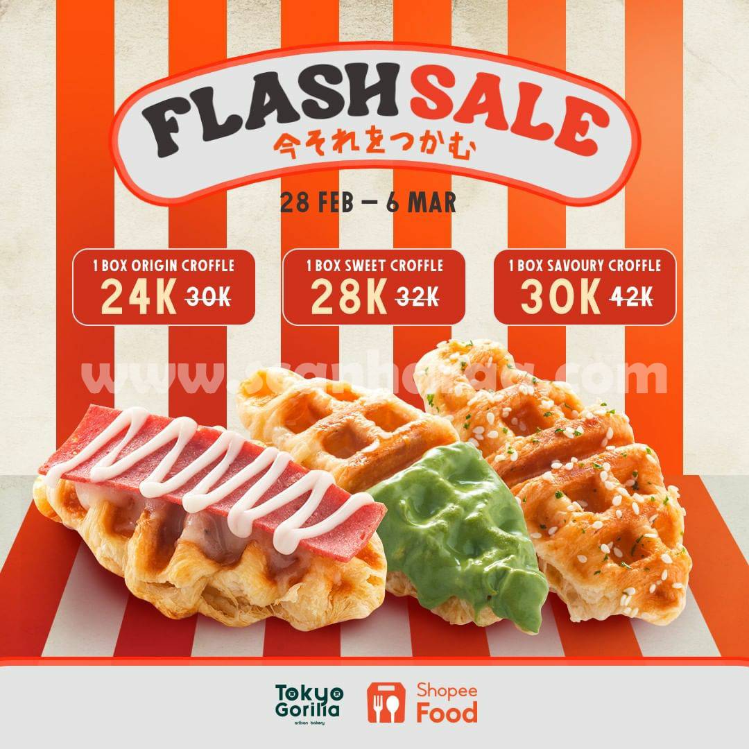 Promo Tokyo Gorilla Flash Sale – Beli 1 Box Croffle harga mulai Rp. 24Rb