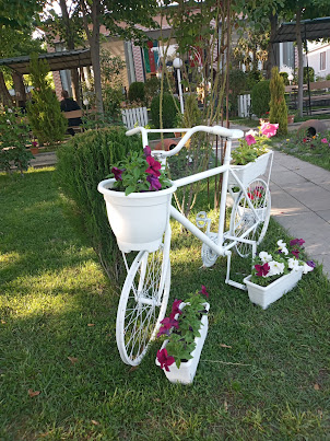 Artistic designed floral garden on a cycle at Qaynama restaurant in Qabala district.