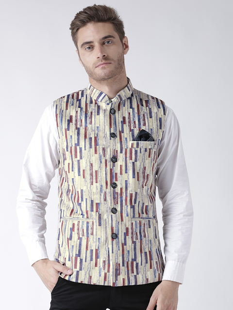 Hangup Men's Formal Print Waistcoat