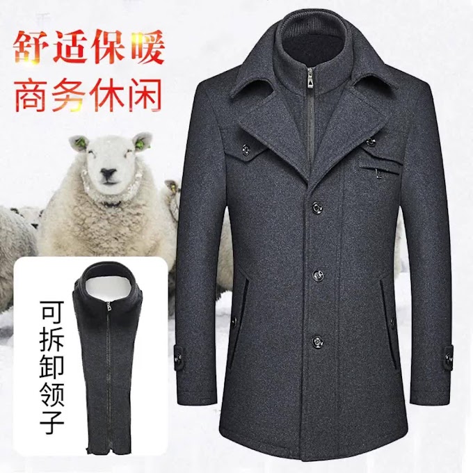 [ li2t5rsl22 ] Áo khoác len nam trung niên Fugui Mùa thu và mùa đông cộng với bông dày sửa chữa, áo khoác, áo khoác nam, cha