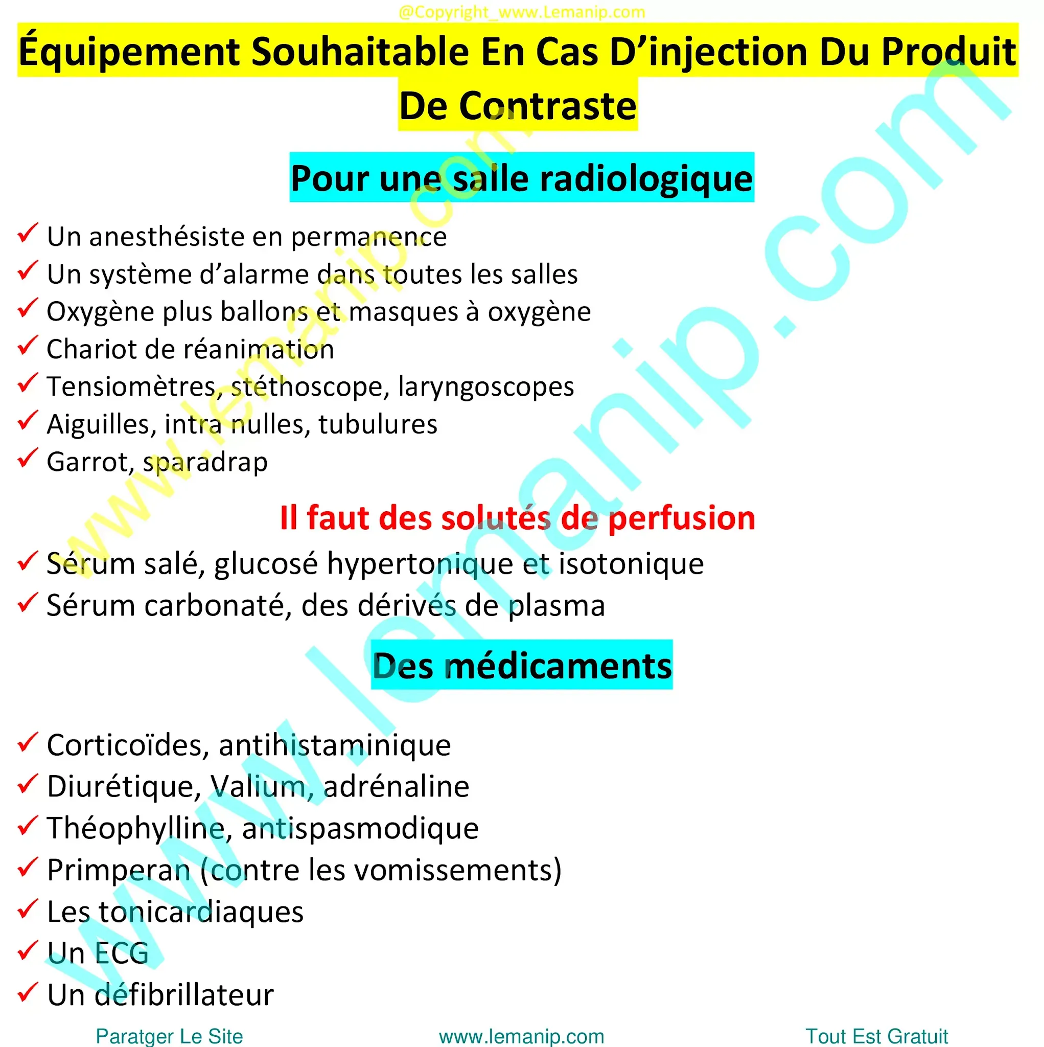 Équipement Souhaitable En Cas D’injection Du Produit De Contraste