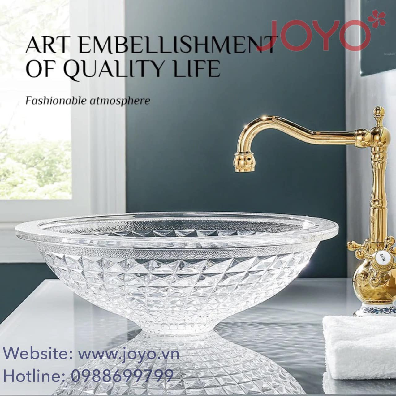 Chậu Lavabo Pha Lê Thủy Tinh JV - 215