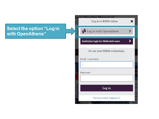 Log in options include nhs openathens - select this option