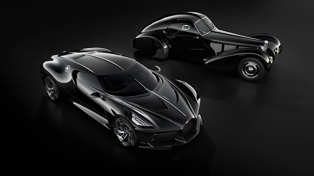 La Voiture Noire has a similar design to Bugatti's iconic Type 57S Atlantic from the 1930s.