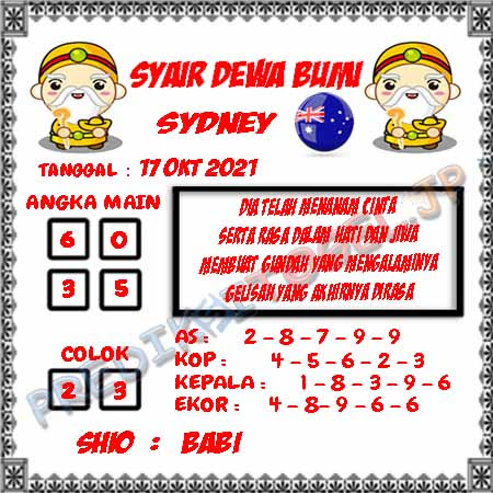 Syair Dewa Bumi Sidney Hari Ini 17-10-2021