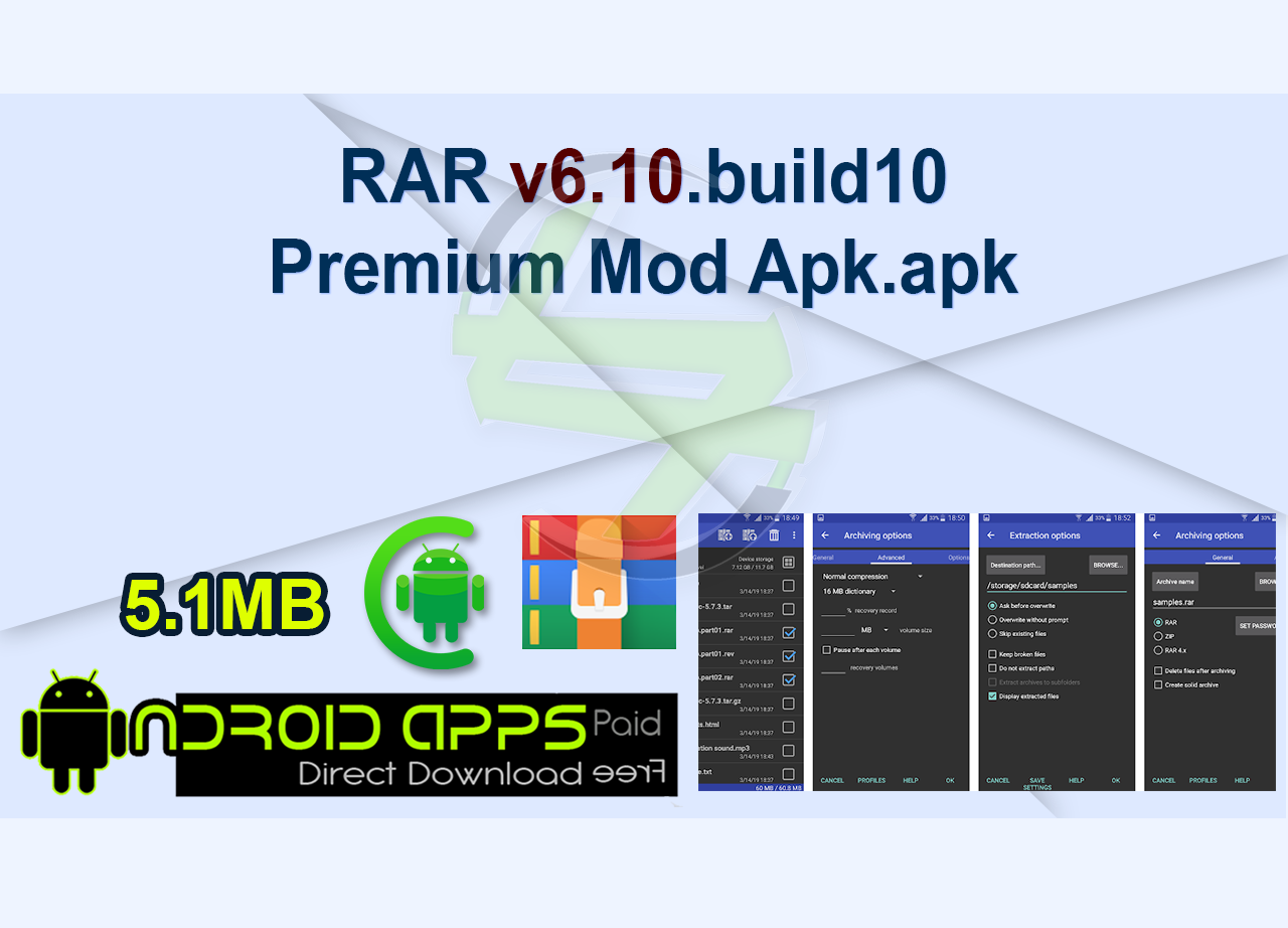 RAR v6.10.build10 Premium Mod Apk