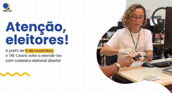TRE-CE retoma atendimentos ao eleitor neste dia 5 de novembro.