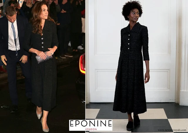Kate Middleton wore Eponine London black evening tweed dress