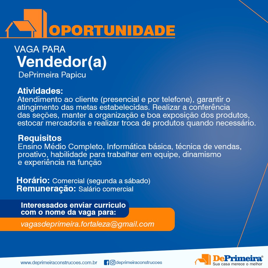 Vaga de Vendedor em Fortaleza/Ce