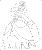 Tiana, Disney princess frog coloring pages for girls