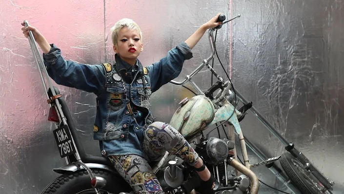 Diesel Jeans Fashion Shoot Bosozoku Girl Old School Harley ShovelheadChopper