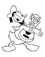 Donald Duck with guitar coloring page