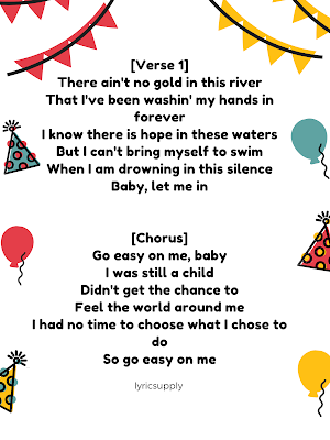 Lyrics me easy on Easy On