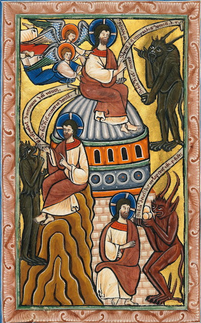 Jesus' Temptation in Golden Munich Psalter manuscript