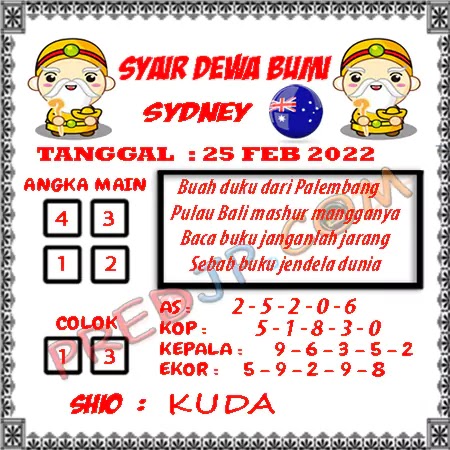 Prediksi Dewa Bumi Sdy Sabtu 25-Feb-2023