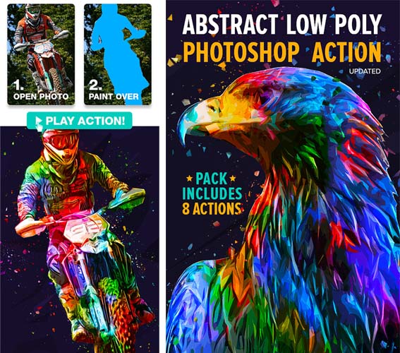 Abstract Low Poly Photoshop Action Pack