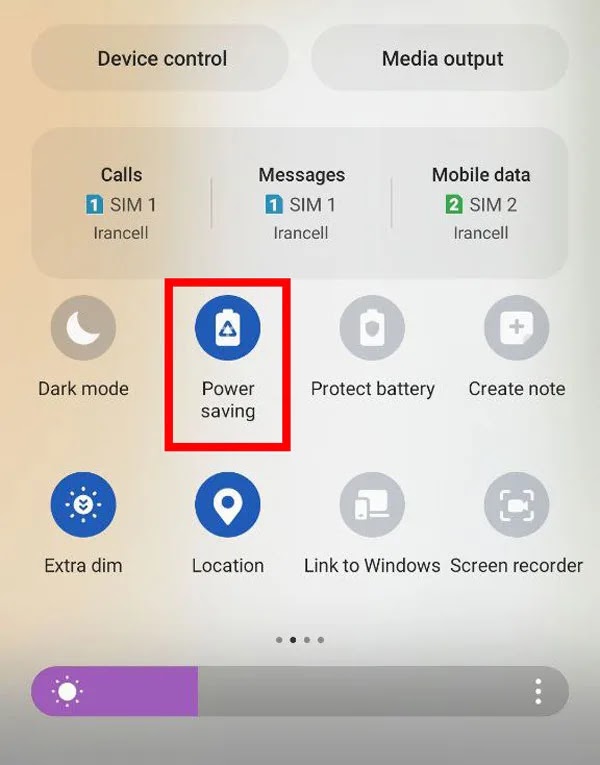 قم بإلغاء تنشيط وضع Power Saving بالهاتف