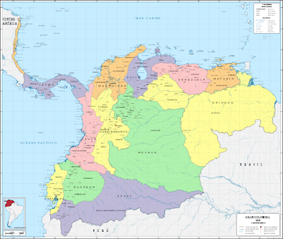 Departamentos de la Gran Colombia en 1826