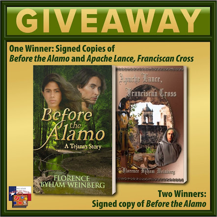 Before the Alamo tour giveaway graphic. Prizes to be awarded precede this image in the post text.