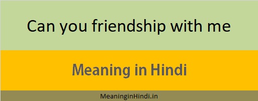 Can you friendship with me Meaning in Hindi with example