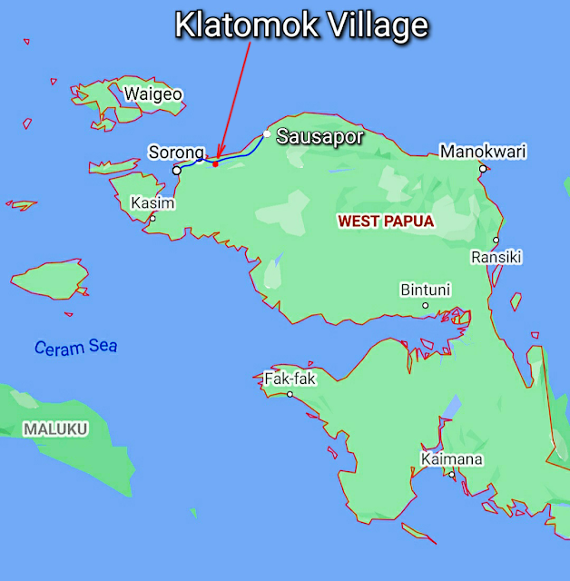 Location of Klatomok village in Sorong regency of Indonesia