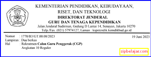 Surat Edaran Kemendikbudristek Rekrutmen Calon Guru Penggerak (CGP) Angkatan 10 Reguler, Guru Penggerak Angkatan 10
