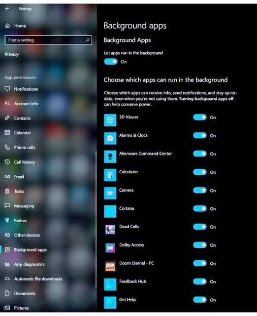 Applications running background