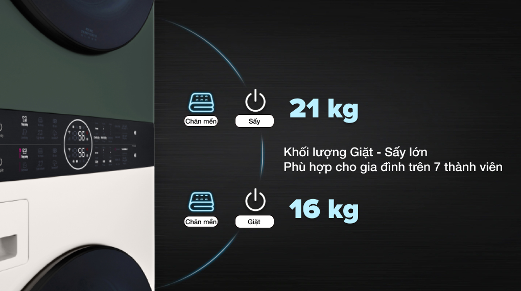 LG Inverter 21 kg WT2116SHEG - Khối lượng giặt sấy lớn