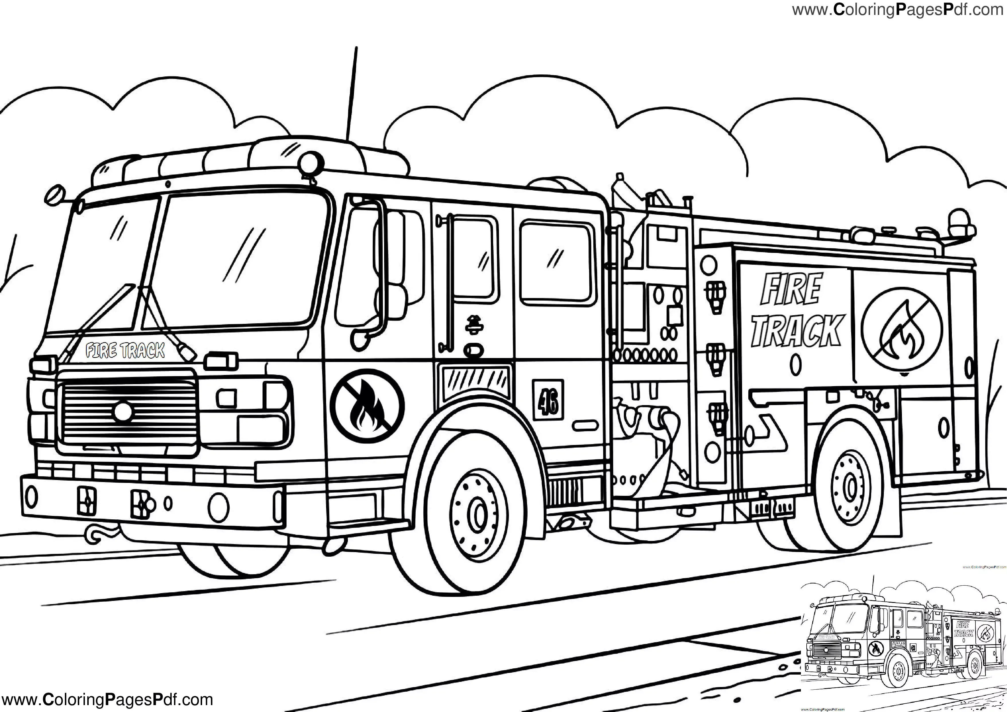 Fire truck coloring page pdf