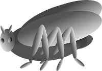 The beetle shape is made up of gray ovals