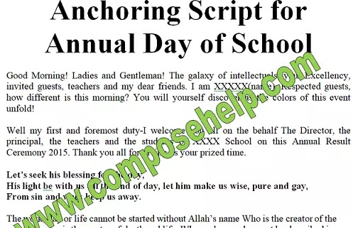 School annual result day anchoring script free download in English