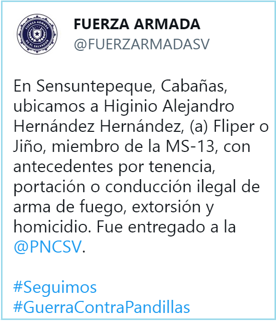 El Salvador: Capturan al extorsionista alias «Fliper» de la MS13 en Sensuntepeque, Cabañas