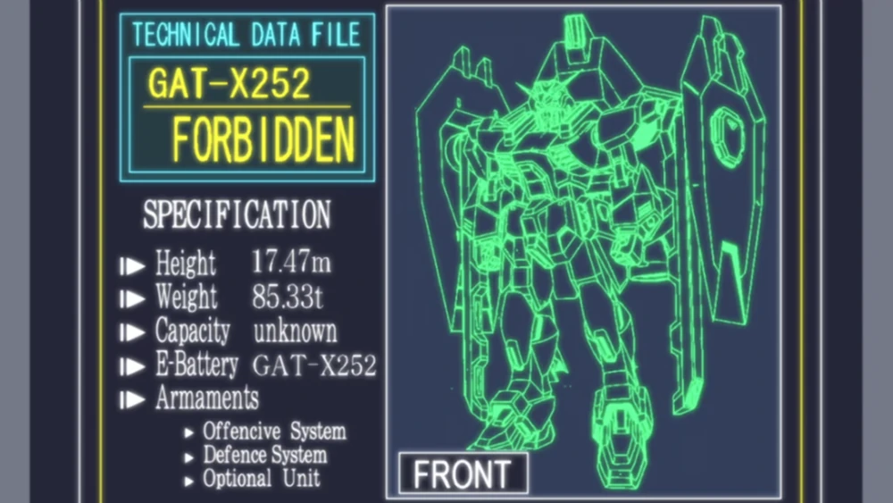 Ficha Técnica del GAT-X252 Forbidden Gundam