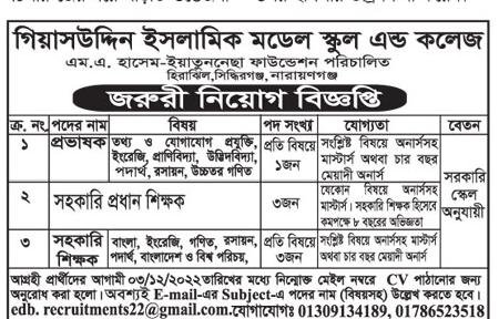 School And College Job Circular 2022-2023 - স্কুল এন্ড কলেজ নিয়োগ বিজ্ঞপ্তি ২০২২-২০২৩ - সহকারী শিক্ষক নিয়োগ বিজ্ঞপ্তি ২০২৩-২০২৩