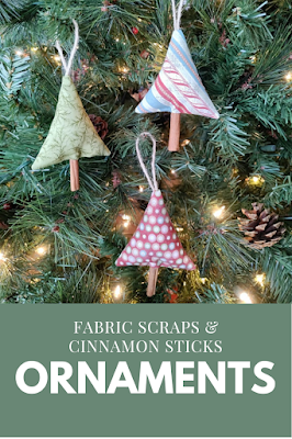 Fabric and cinnamon stick tree Christmas ornaments