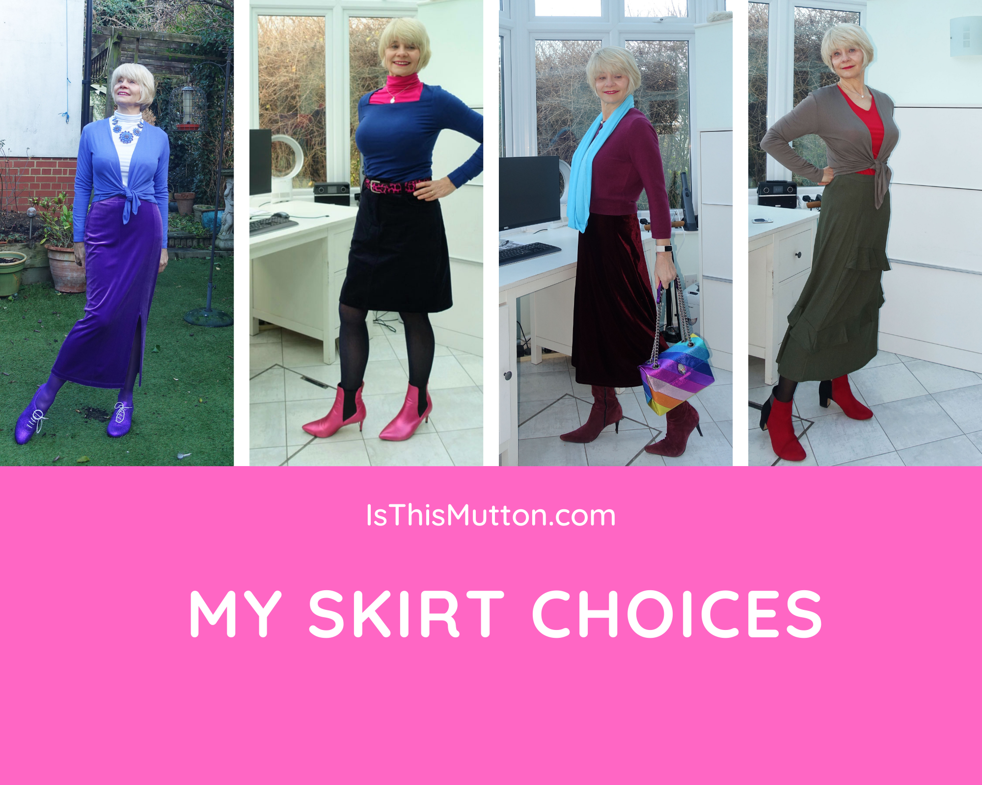 Gail Hanlon from Is This Mutton with four of the skirts she shared in the #7DaySkirtChallenge